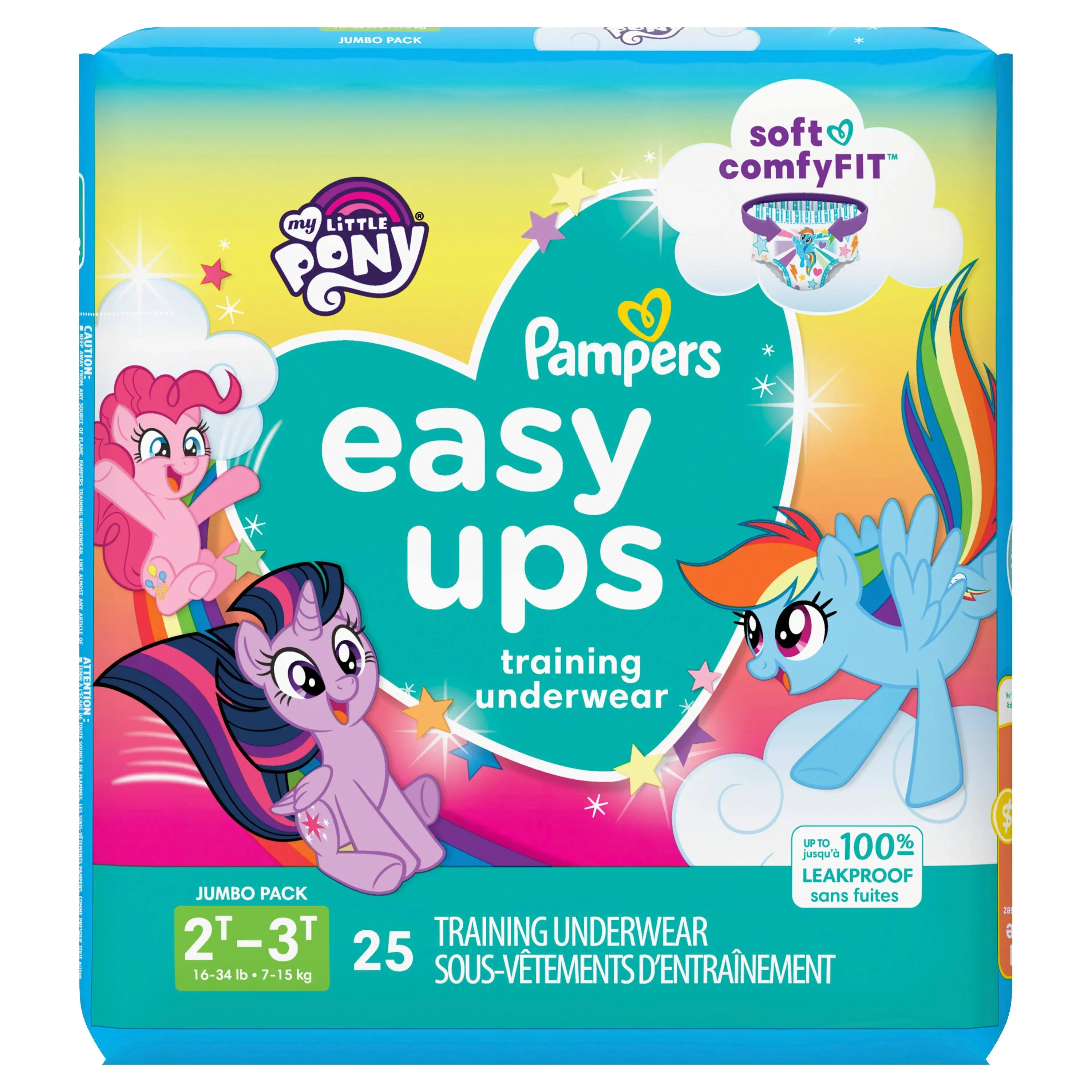 Pampers Easy Ups Training Underwear, My Little Pony, 3T-4T (30-40 lb), Jumbo Pack - 22 training underwear