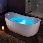 WOODBRIDGE 72" x 35-3/8" Whirlpool Water Jetted and Air Bubble Freestanding Heated Soaking Combination Bathtub with LED control panel