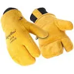 Refrigiwear 3-Finger Heavy Duty Insulated Leather Mitt Work Glove with Double Cuff