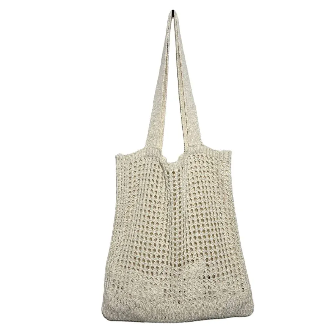 GGOOB Beach Tote Bag Aesthetic Coconut Girl Crochet Beige 