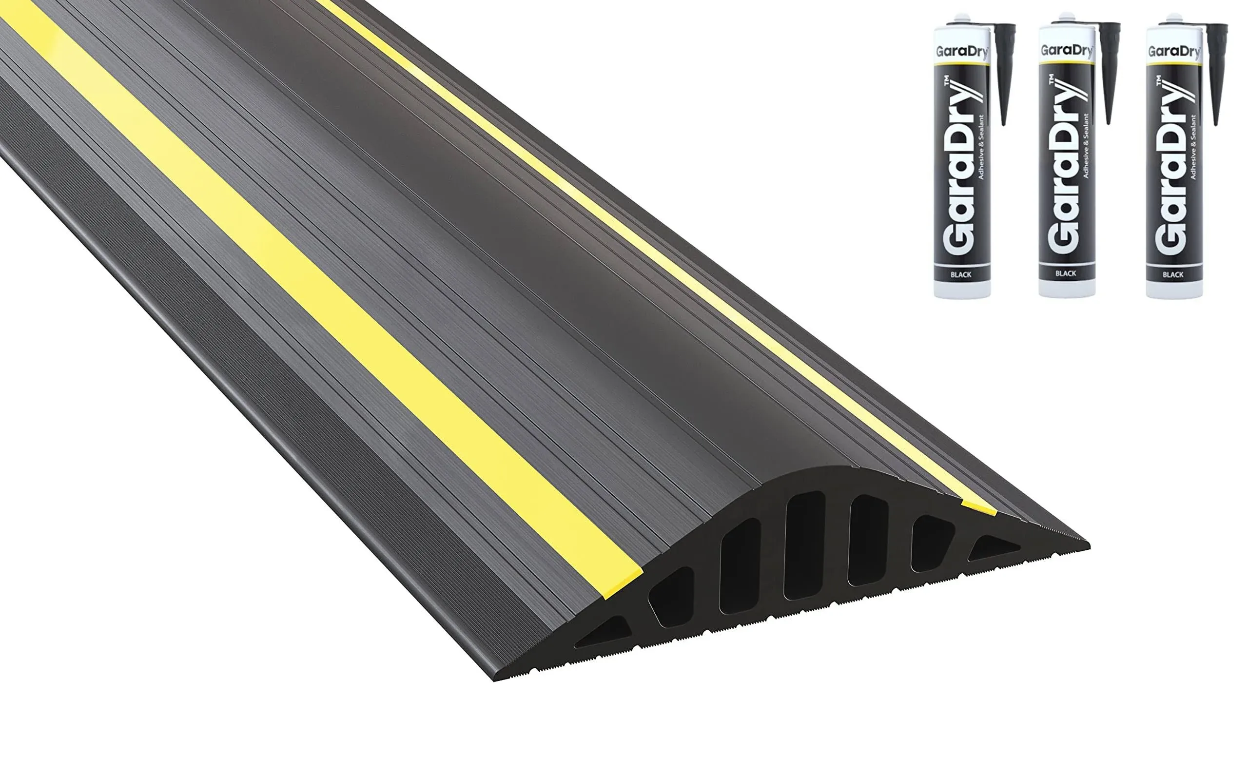 2" High Garage Door Flood Barrier Threshold Kit ‘GARADAM’ (16'3") | Flexible PVC | Complete Kit Includes 3 Adhesives | GaraDry