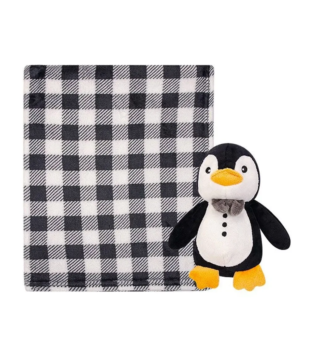 Hudson Baby Plush Blanket with Toy, Mr. Penguin