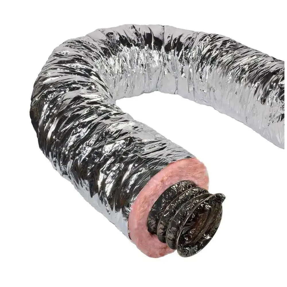 Master Flow 12 in x 25 ft Insulated Flexible Duct R6 Silver Jacket