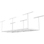 FLEXIMOUNTS 3x8 Overhead Garage Ceiling Storage Rack, Adjustable Garage Organization Systerm, Heavy Duty Metal, 600lbs Weight CA