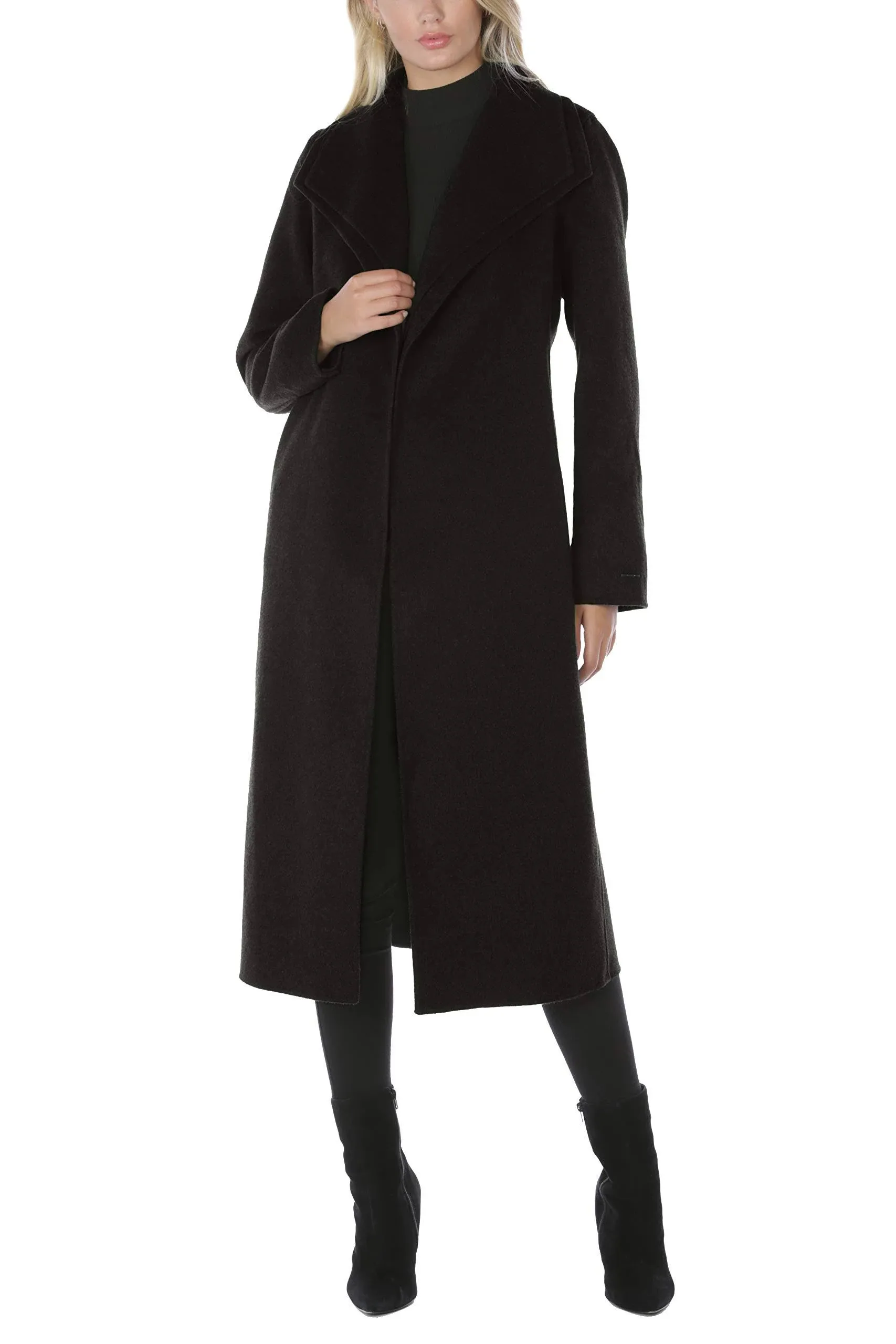 TAHARI Women's Maxi Double Face Wool Blend Wrap Coat