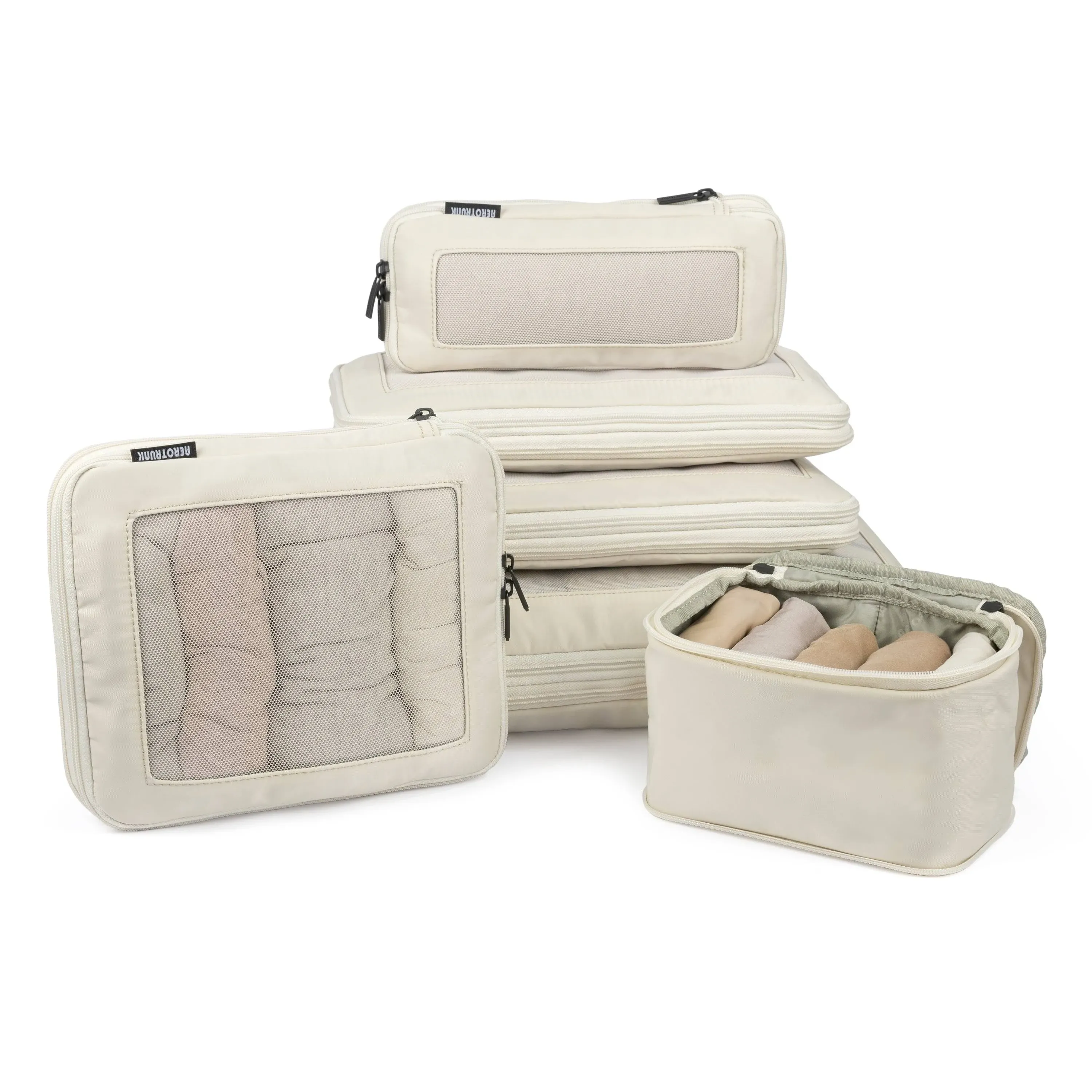 Aerotrunk Collapsible Compression Packing Cubes (6-pack) Beige / 6-Pack