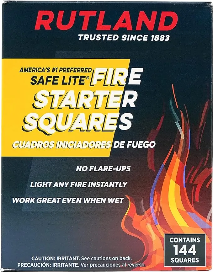 Rutland 50B Safe Lite Fire Starter Squares, 144 Squares