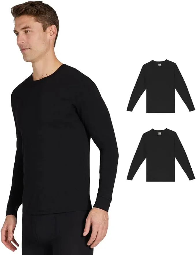 32 Degrees Men's 2 Pack Lightweight Baselayer Crew Top Black/Black / S