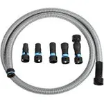 Cen-Tec Systems 94698 Quick Click 10 ft. Hose for Home and Shop Vacuums with Expanded Multi-Brand Power Tool Adapter Set for Dust Collection Silver