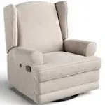 Serenity Ivory Wingback Upholstered Recline Glider