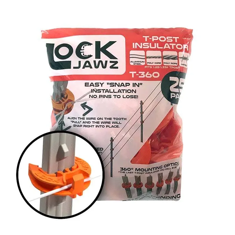 LockJawz T-Post Fence Insulator Orange