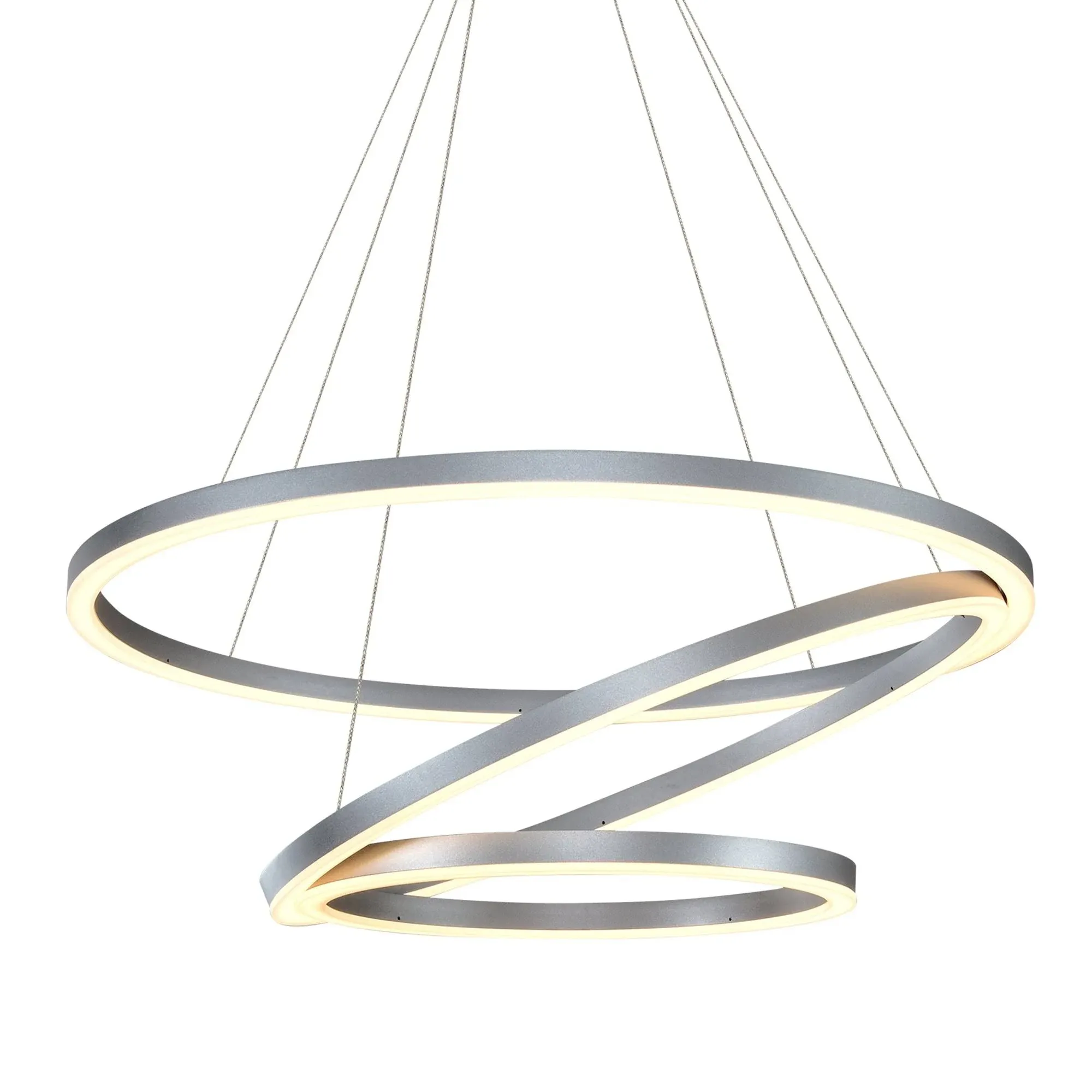 VONN VMC32500AL Tania Trio 32", Adjustable Hanging, Modern Circular Chandelier Lighting in Silver Integrated LED, 31.50" L x 31.50" W x 120" (16.5") H,