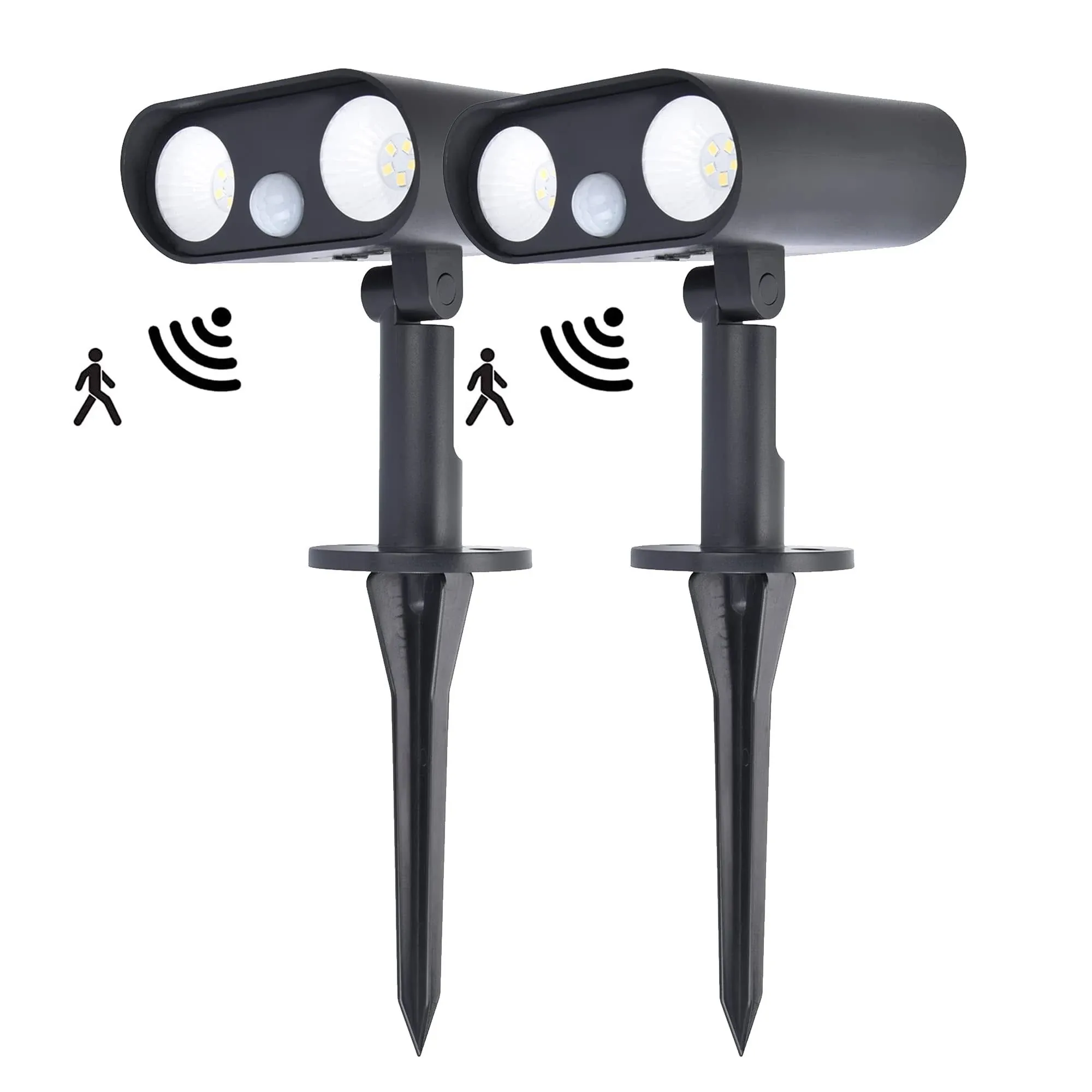 2 Pack Solar Spot Lights Outdoor With Motion Sensor Ip65 Waterproof Led Solar Po