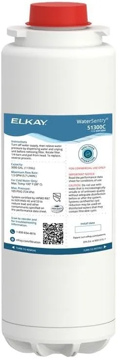 Elkay 51300C WaterSentry Lead + Microplastics NSF/ANSI Certified Filter (3-Pack) (Bottle Fillers)