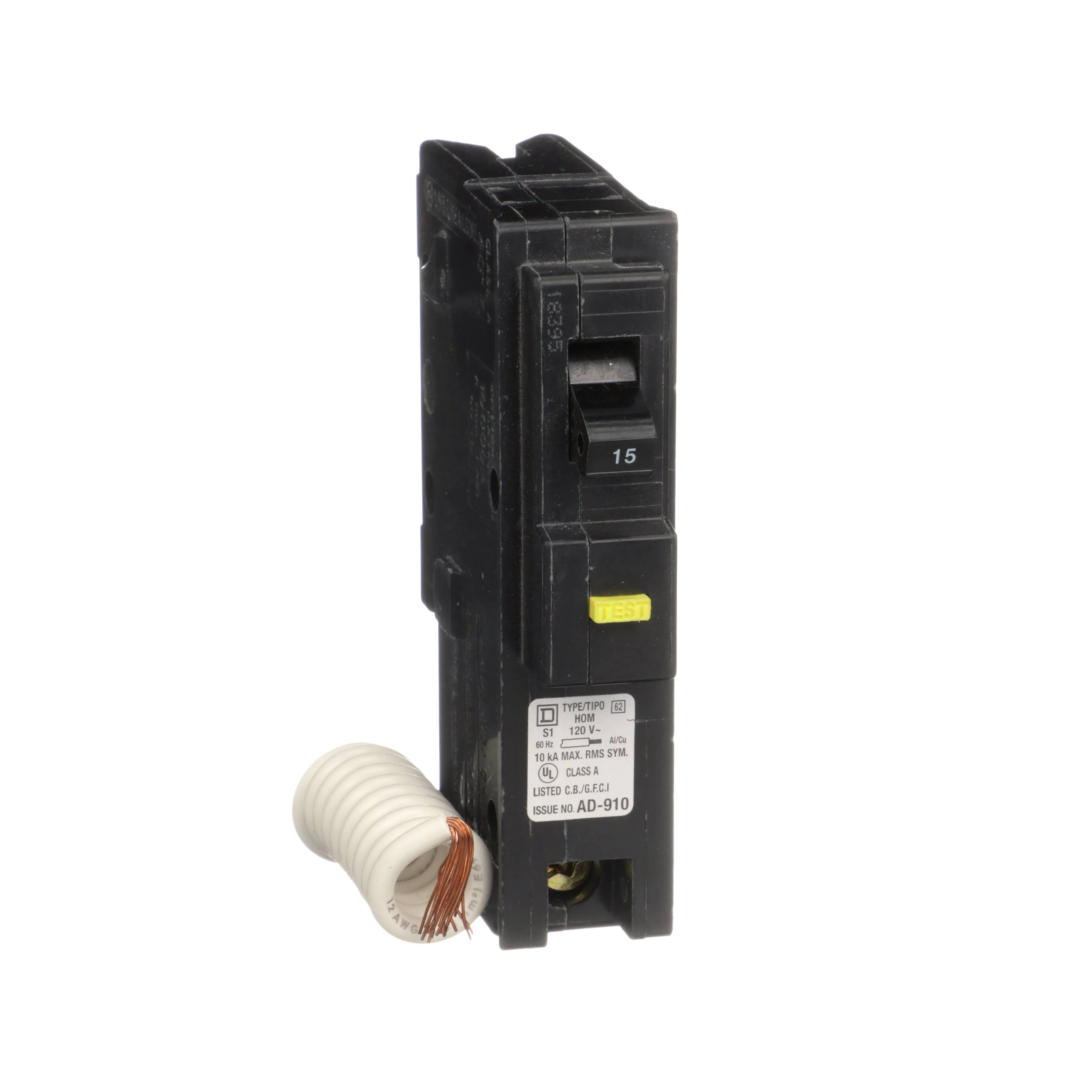 homeline 15 amp single-pole gfci circuit breaker