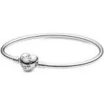 Pandora Moments Silver Bangle Bracelet Logo Heart Clasp 596268-21