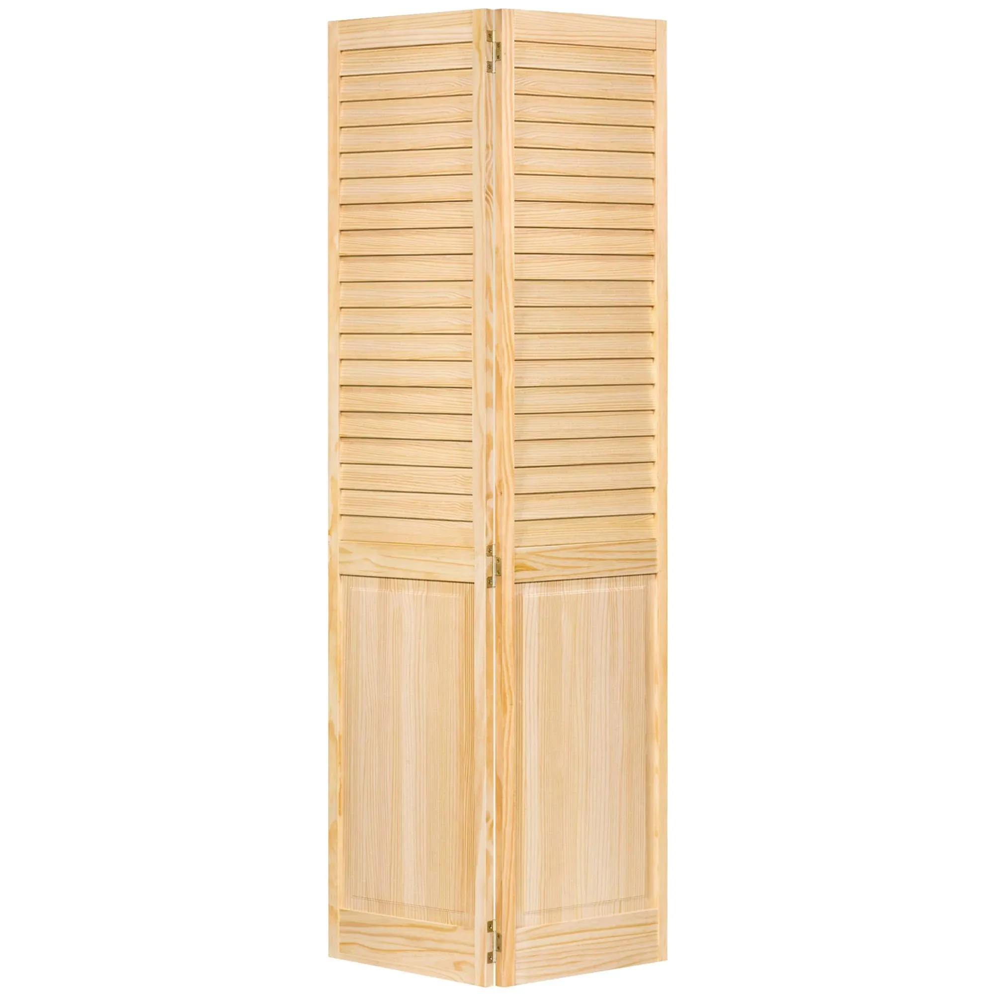 Closet Bi-Fold Door 24&#034; x 80&#034; Louvered Panel Solid Core Unfinished Pine Wood