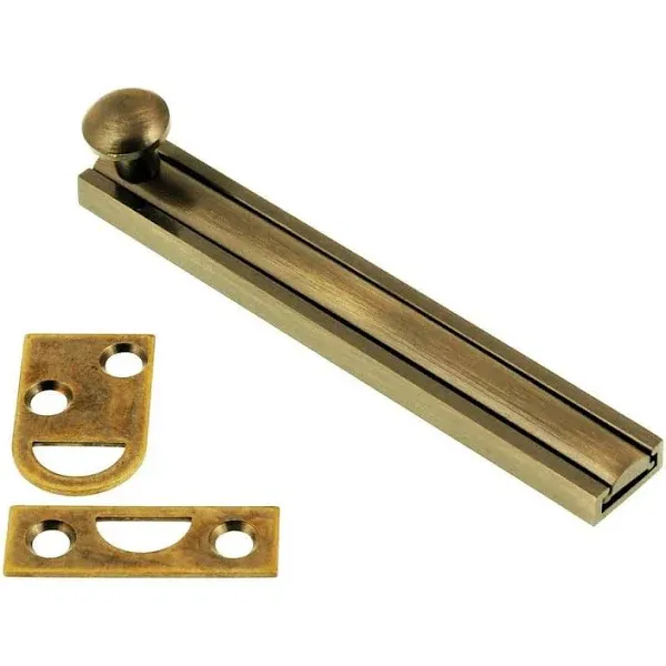 IDH by St. Simons 11044-005 Solid Brass Surface Bolt Antique Brass - 4 in.