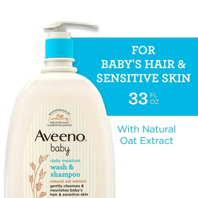 Aveeno Baby Gentle Wash & Shampoo with Natural Oat Extract for Sensitive Hair & Skin - Lightly Scented - 33 fl oz