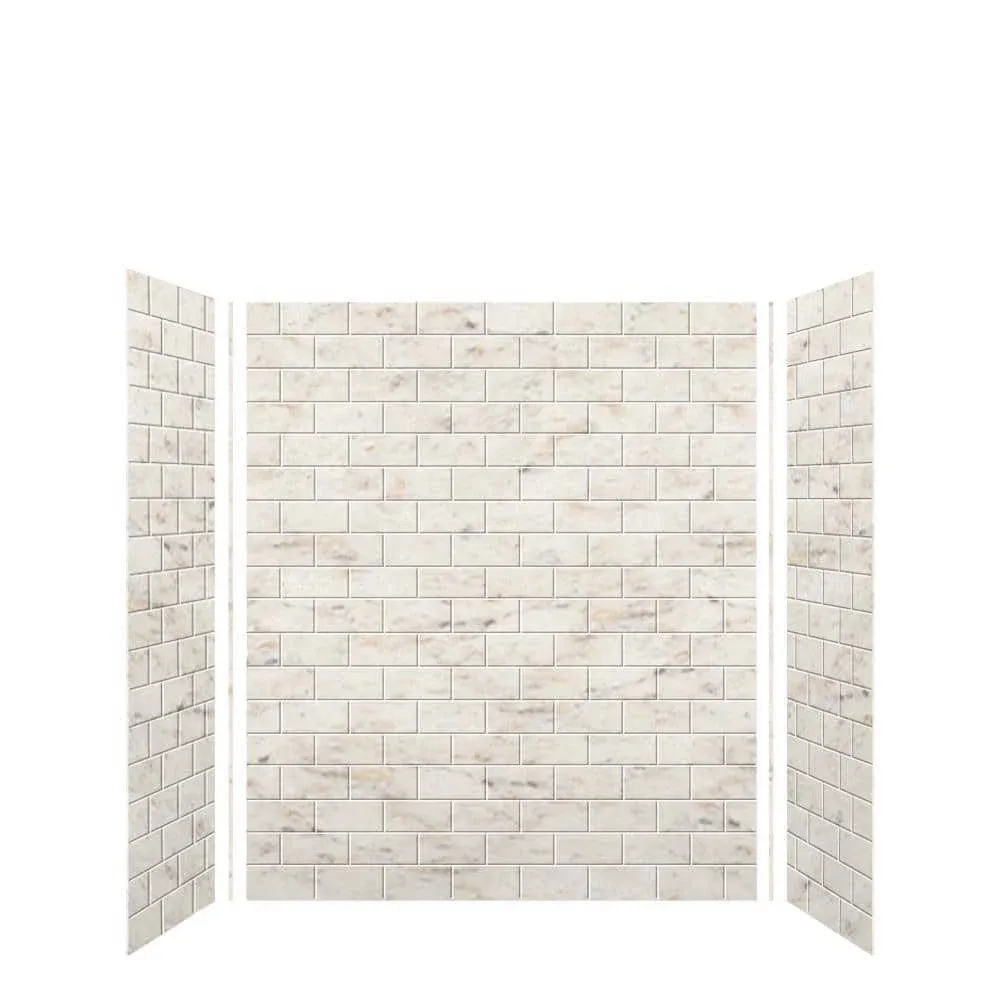 Transolid SWK603672-48 SaraMar Glue 3-Piece Shower Wall Kit, 36-in L x 60-in W x 72-in H, Biscotti Marble