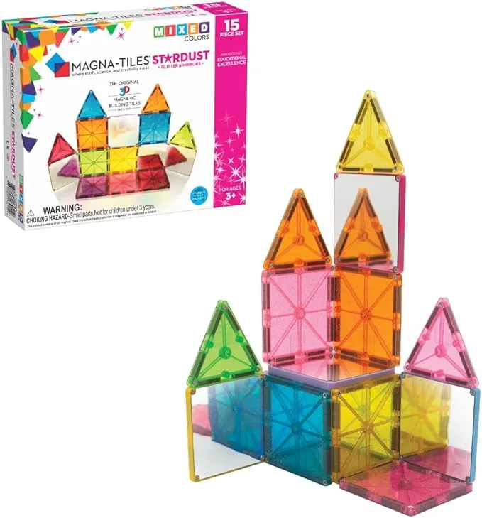 MAGNA-TILES Stardust 15-Piece Magnetic Construction Set, The ORIGINAL Magnetic Building Brand