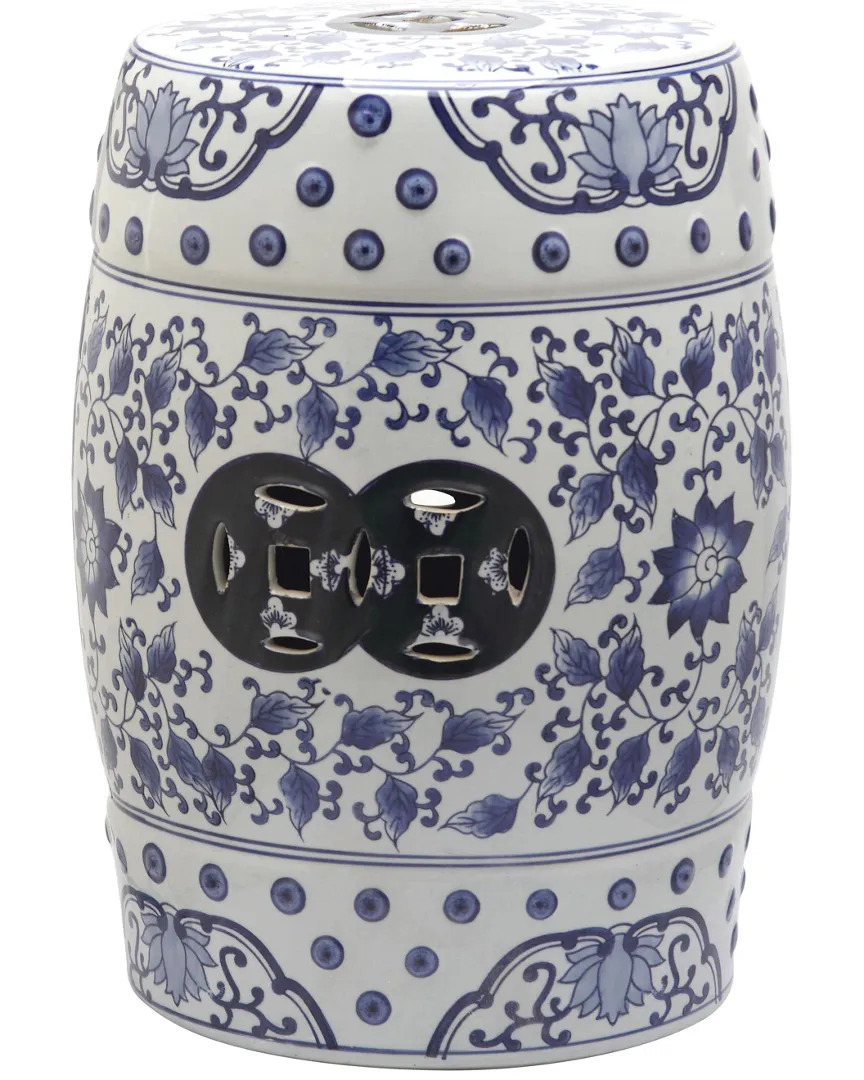 Safavieh Tao Garden Stool - Blue/White