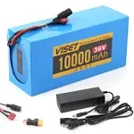 VISET Ebike Battery Pack 24V 10Ah 20Ah 30Ah/36V 10Ah 14Ah 20AH /48V 20Ah 14Ah 10Ah Electric Bike Battery Li-ion with 2Ah Charger for 350W 450W 750W 500W 800W 1000W Electric Bicycle Motor