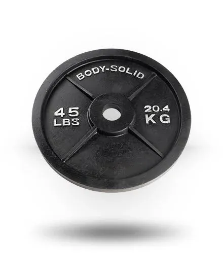 Body-Solid Cast Iron Olympic Single Weight Plate - Free Weights, Dumbbell Plates, 2 Inch Standard Hole for Barbell