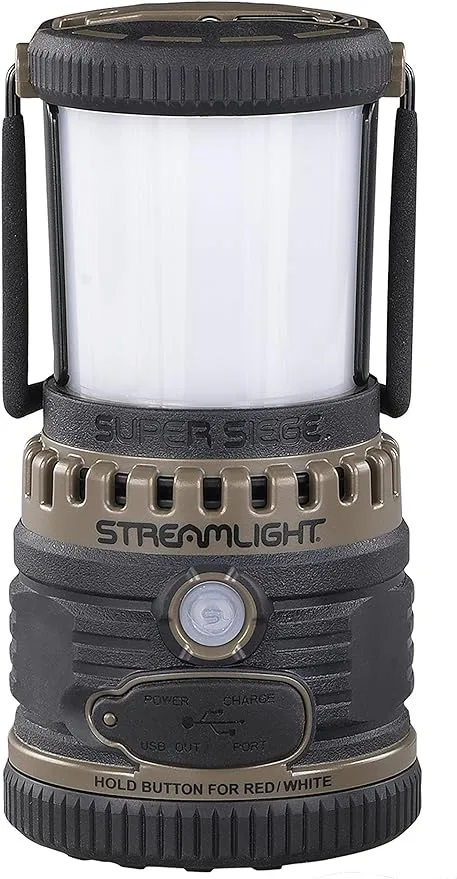 Streamlight 44947 Super Siege 1100-Lumen Rechargeable Lantern with 120-Volt AC Charger, Coyote