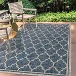 Jonathan Y Trebol Moroccan Trellis Textured Weave Indoor/Outdoor Area Rug - Navy/Gray - 9x12 Feet