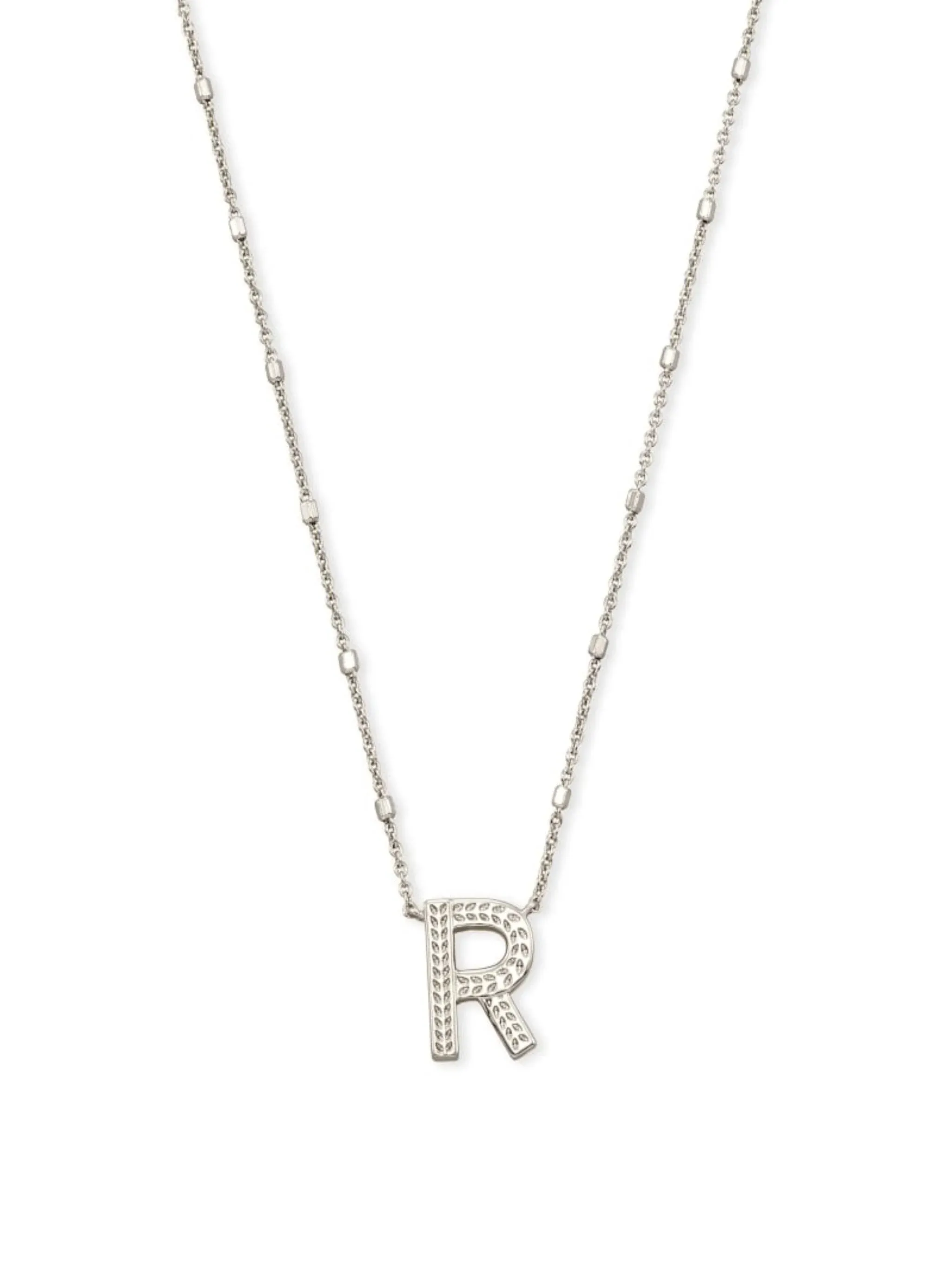 Initial Pendant Necklace In Rhodium Metal-r