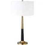 Lyon 29.75" Tall Two-Tone Table Lamp with Fabric Shade in Brass/Matte Black/White