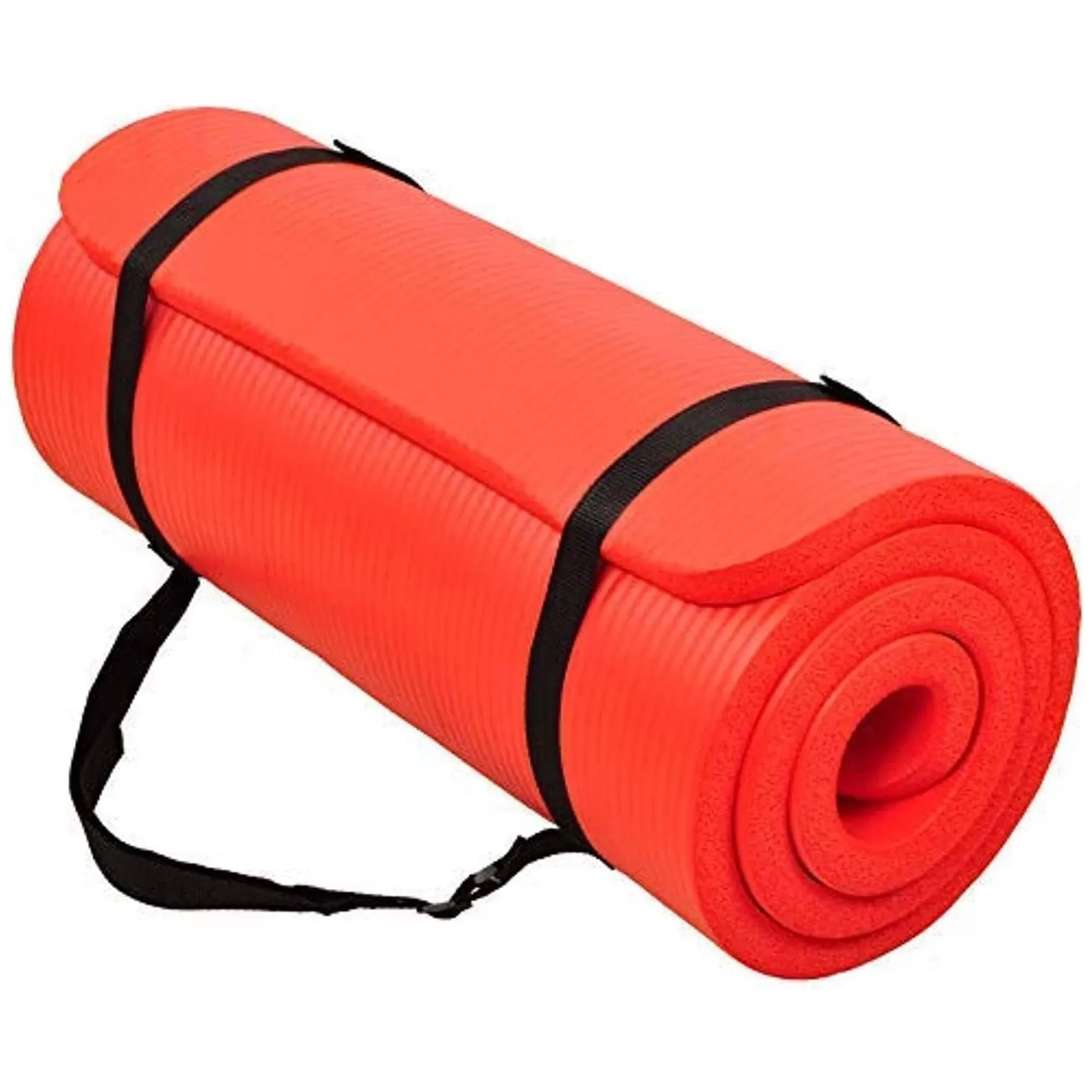 Signature Fitness 1" Extra Thick Exercise Fitness Yoga Mat with Carry Strap