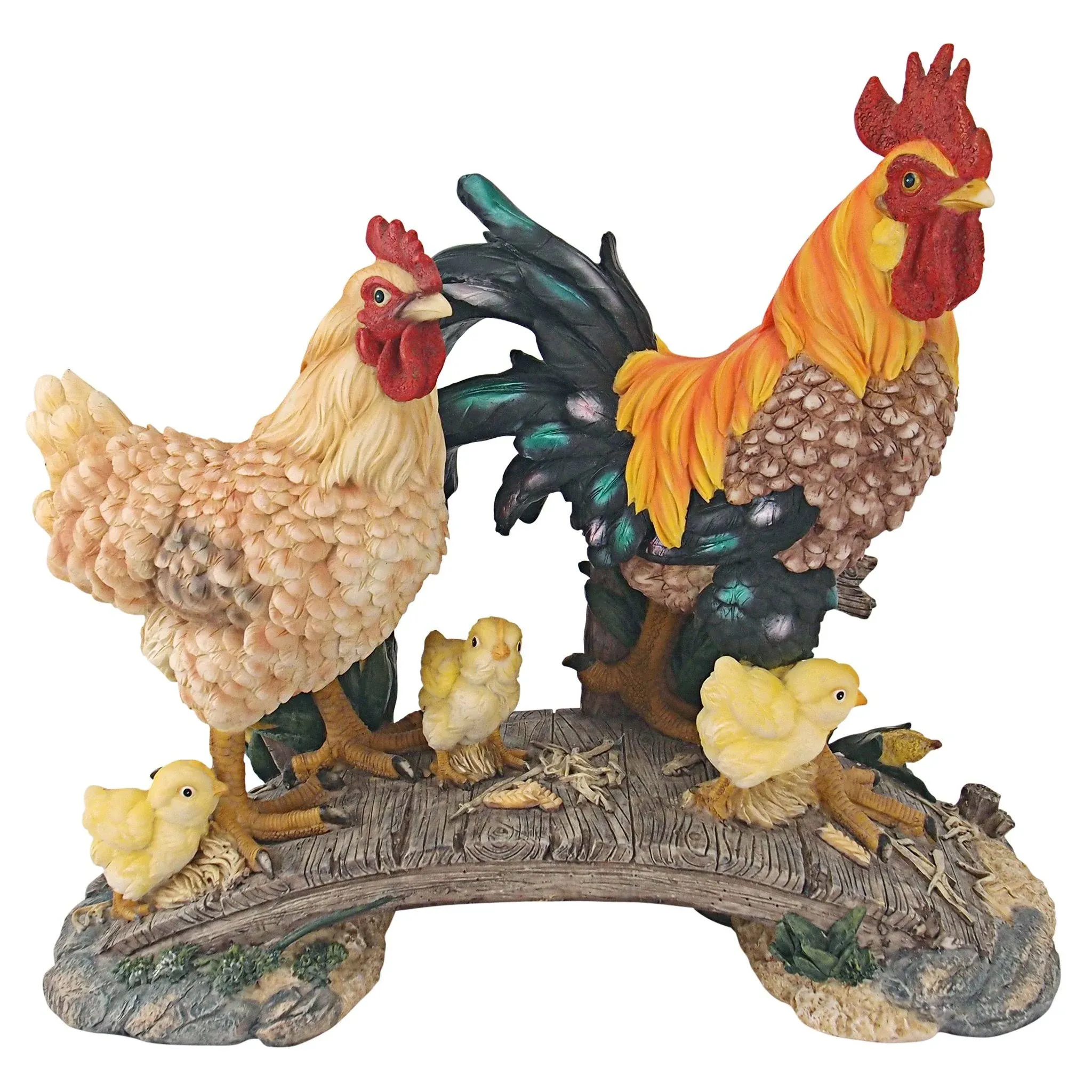 Design Toscano Chickens Bridging The Roost Garden Statue