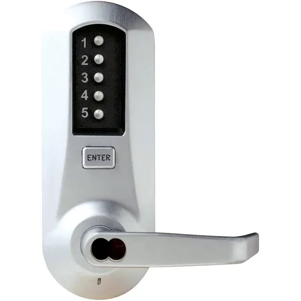 Kaba Simplex 5031BWL-26D-41 Cylindrical Combination Lever Lock Interior Combination Change DOD 2-3/4 Backset 1/2 Throw Latch 6/7-Pin SFIC Prep Less Core Satin Chrome