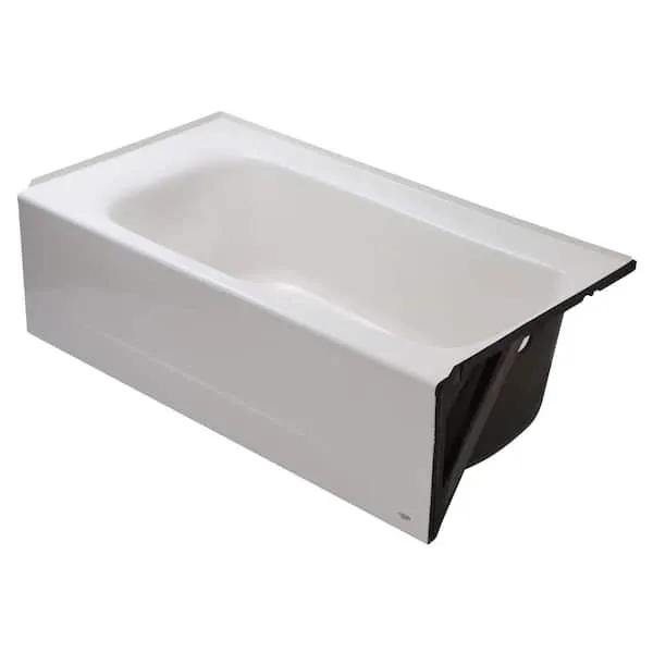 American Standard Cambridge 32-in x 60-in White Porcelain Enameled Steel Oval Alcove Soaking Bathtub (Right Drain)