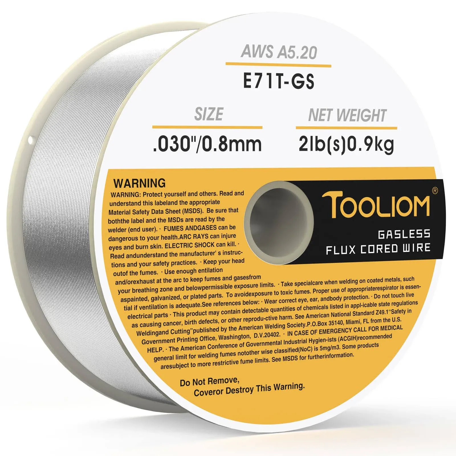 TOOLIOM E71T-GS .030&#034; Diameter 2-Pound Spool Flux Core Self-shielded Carbon S...