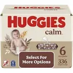 Huggies Calm Baby Wipes, Unscented, Hypoallergenic, 6 Push Button Packs (336 Wipes Total)