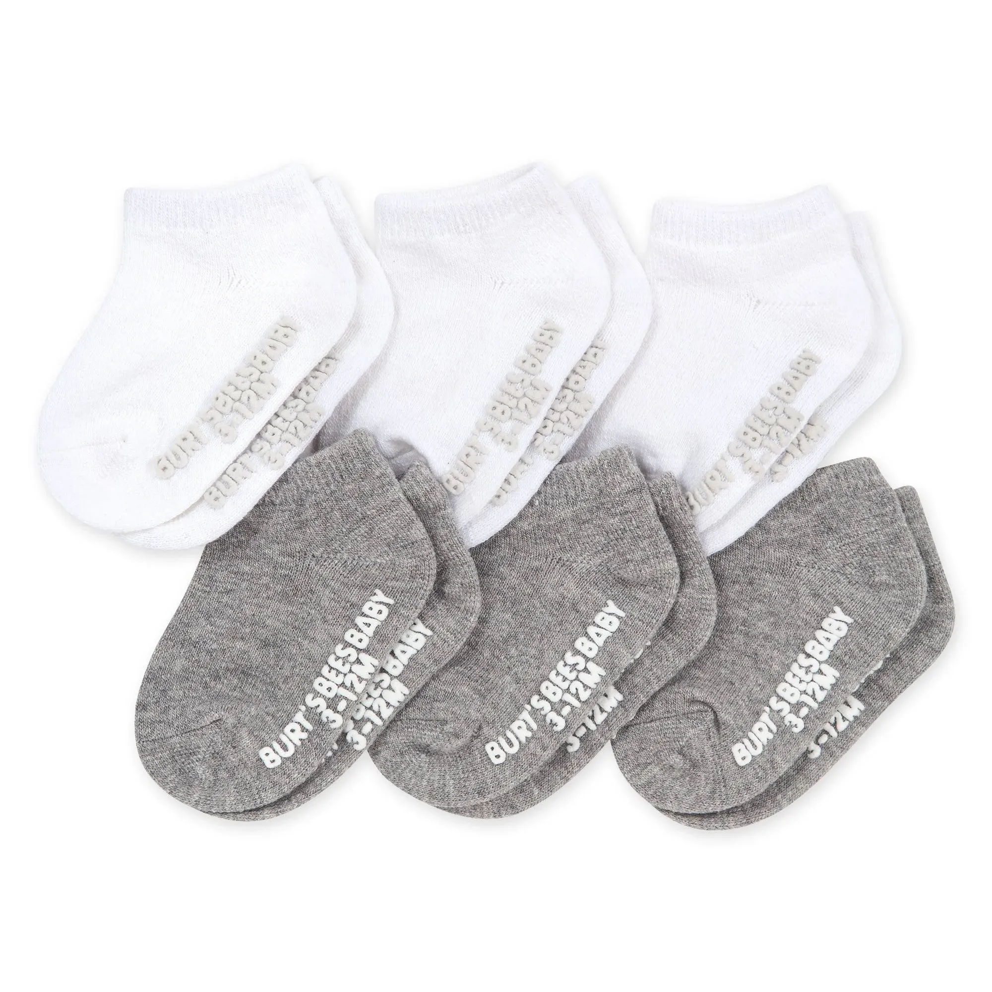 Unisex-Baby Socks, 6-Pack Ankle or Crew with Non-Slip Grips, Made with Organic C