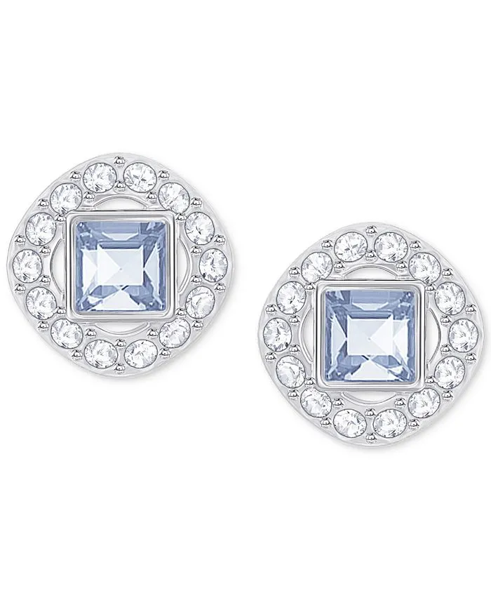 Square Crystal Halo Stud Earrings