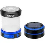 KIZEN Solar LED Camping Lantern - Collapsible, USB Rechargeable, Phone Charger, Blue