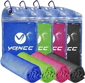 YQXCC 4 Pack Cooling Towel Large, Dark Blue/Dark Gray/Rose Red/Green 