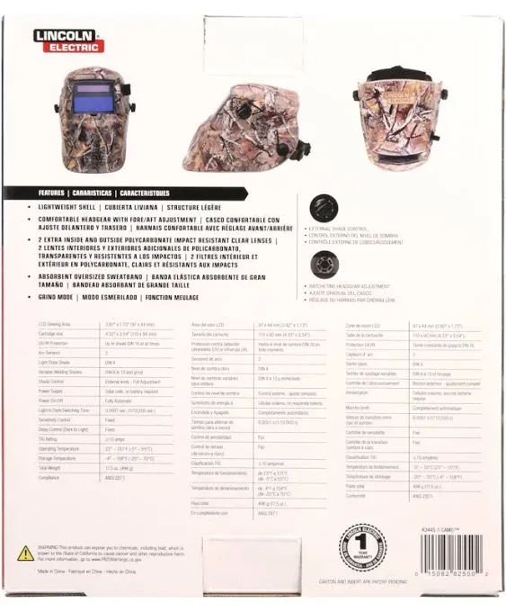 Lincoln Electric K3445-1 Var 9-13 Wgrind Adf Helmet, Capacity, Volume ...