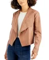 Trendy Plus Size Faux-leather Flyaway Jacket, Created For Macy's In Clove Spice