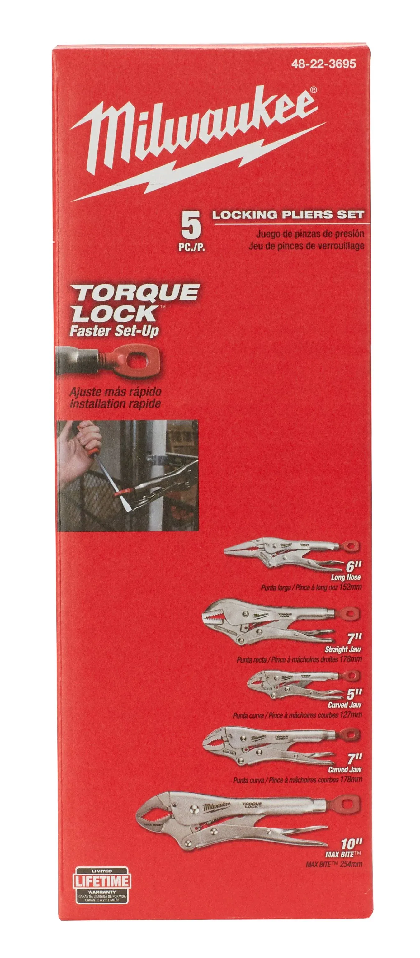 Milwaukee 48-22-3695 Torque Lock Locking Pliers Kit (5-Piece)