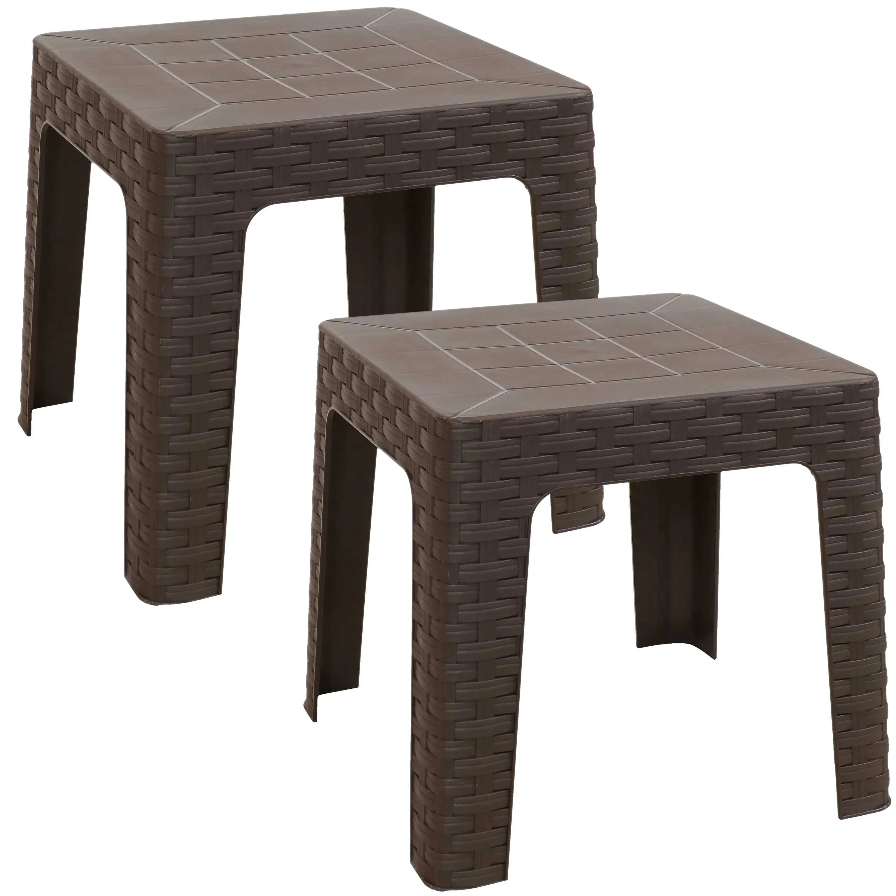 Sunnydaze Polypropylene Indoor/Outdoor Square Patio Side Table, Gray, 4pk