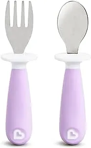 Munchkin Raise Toddler Fork & Spoon Set, Purple