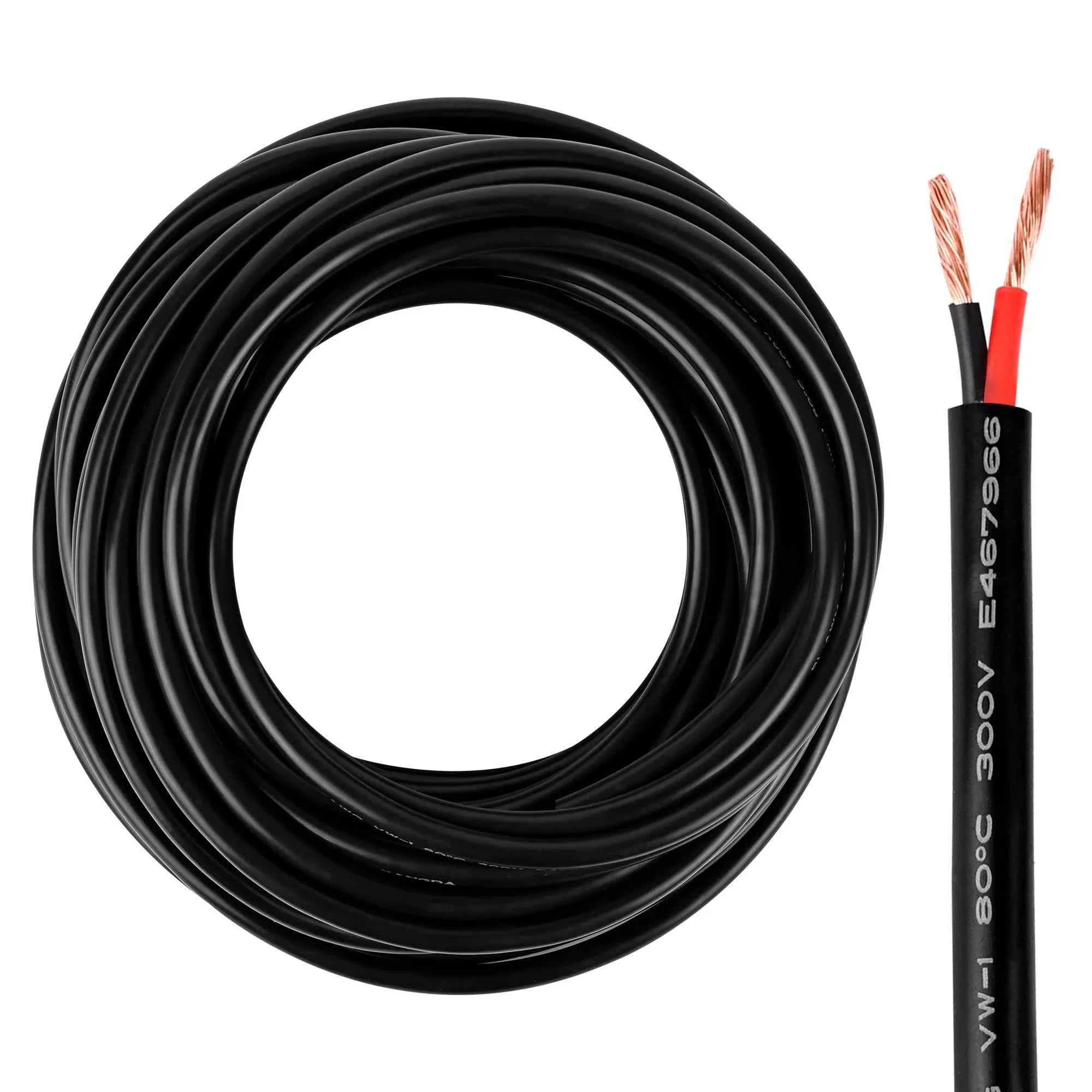 14 Gauge Electrical Wire 2 Conductor,14 AWG Electrical Wire Stranded PVC Cord Oxygen-Free Copper Cable,50FT 2 Core Flexible Extension Power Cord for Auto Cord for LED Lamp Lighting Strips Automotive…