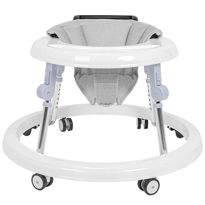 HARPPA Foldable Baby Walker with Wheels and Anti-Rollover, Sit to Stand Activity Center for Boys and Girls 6-18 Months, 5-Position Height Adjustable (White)