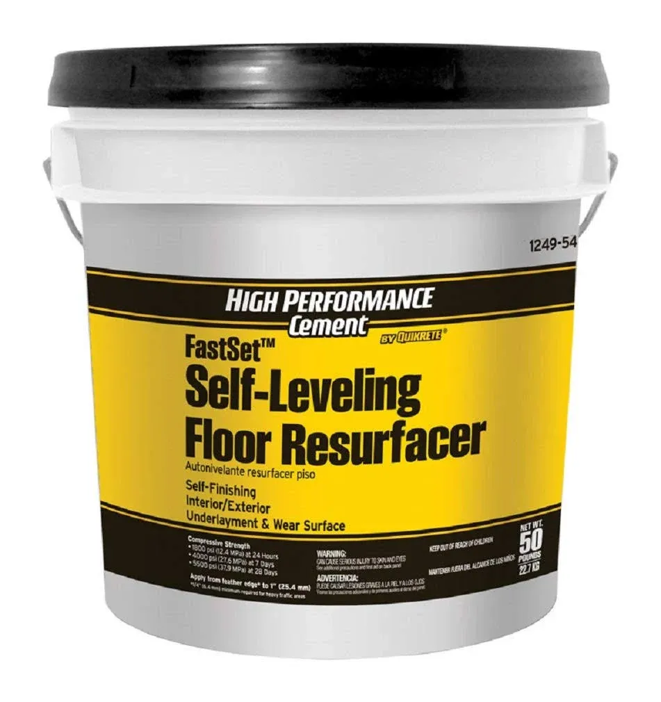 Quikrete 1249-54 FastSet Self-Leveling Floor Resurfacer, Grey, 50 lb